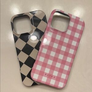 Checkered Phone Case Set - Pink and Black